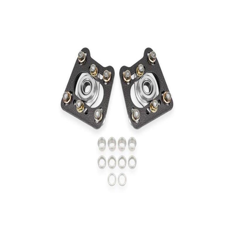 BMR 94-04 Ford Mustang Steel Caster Camber Plates - Black Hammertone