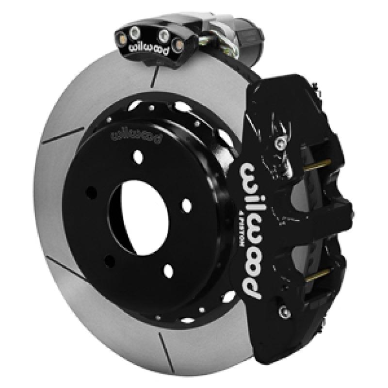 Wilwood 88-98 GM C1500 Aero4 Rear Electronic Parking Brake Kit 14in Rotor 3.25in Offset - Blk