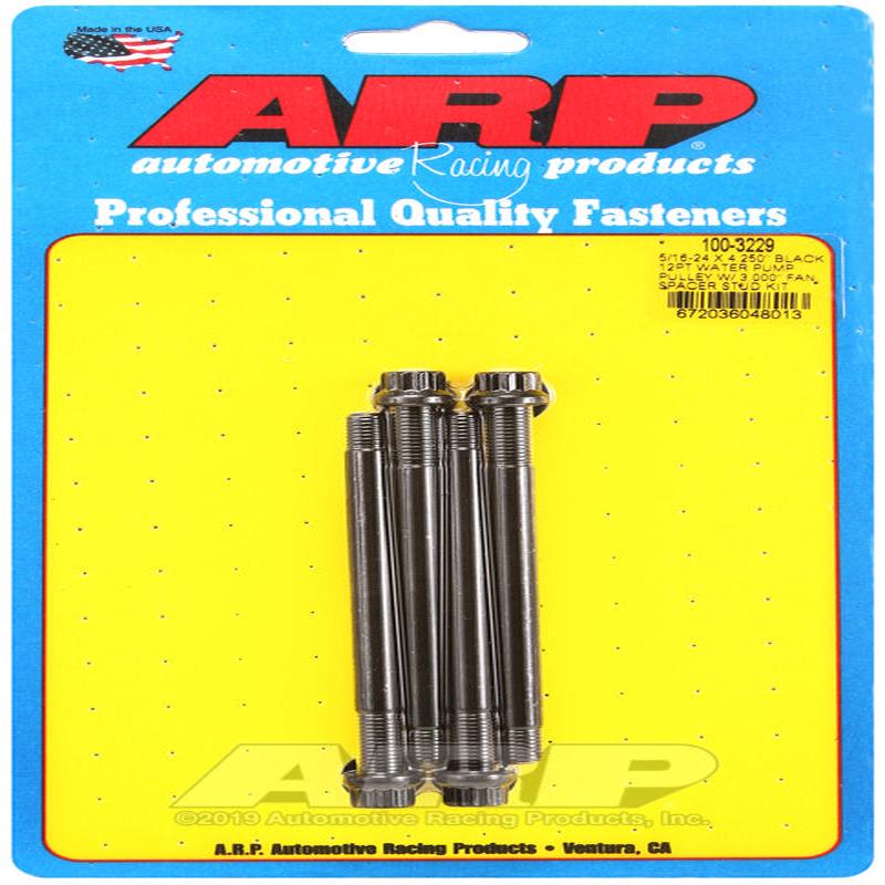 ARP 5/16-24 X 4.250 black 12pt water pump pulley w/ 3.000in fan spacer stud kit