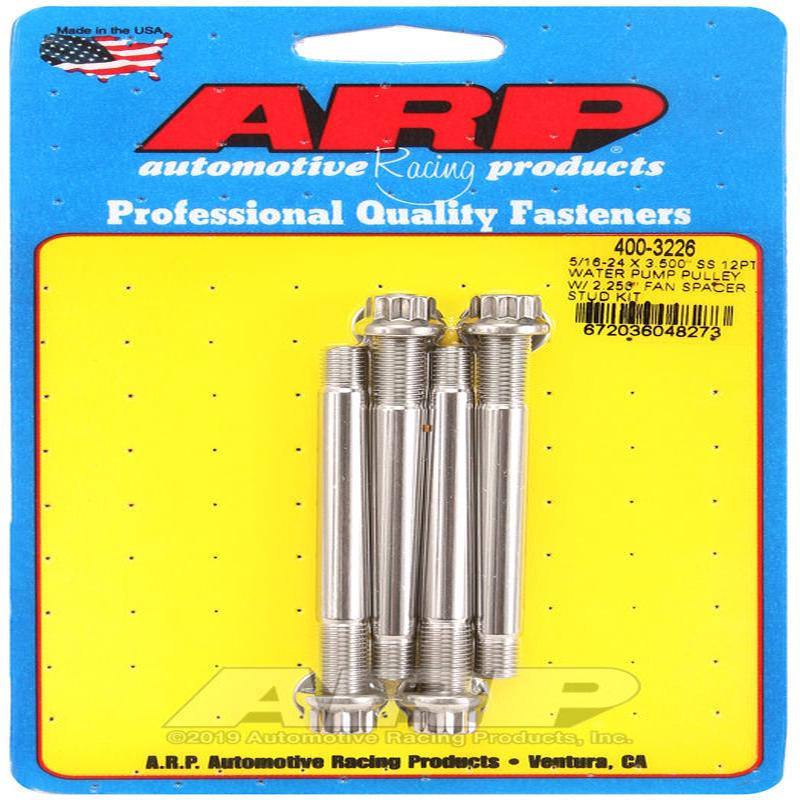 ARP 5/16-24 X 3.500 SS 12pt water pump pulley w/ 2.250in fan spacer stud kit