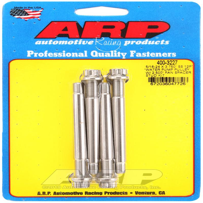 ARP 5/16-24 X 3.750 SS 12pt water pump pulley w/ 2.500in fan spacer stud kit