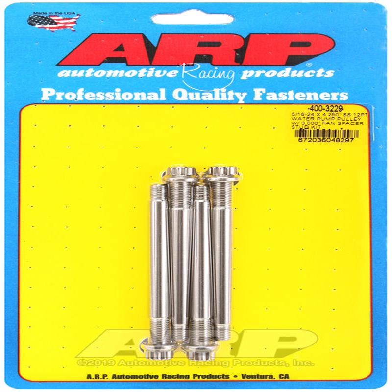 ARP 5/16-24 X 4.250 SS 12pt water pump pulley w/ 3.000in fan spacer stud kit