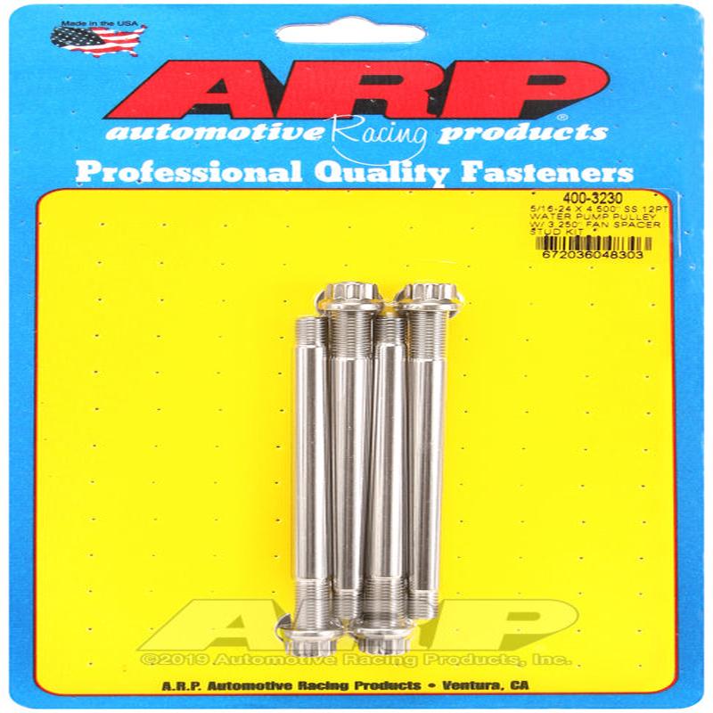 ARP 5/16-24 X 4.500 SS 12pt water pump pulley w/ 3.250in fan spacer stud kit