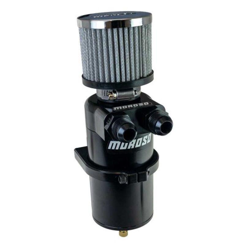Moroso Dual Inlet -10AN Billet Breather Tank Catch Can - Black