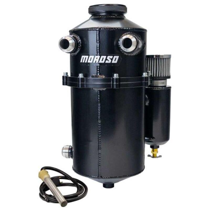 Moroso 2 Piece 16.5in Tall 60/40 Split Dual Inlet 7.5qt Dry Sump Tank - Black