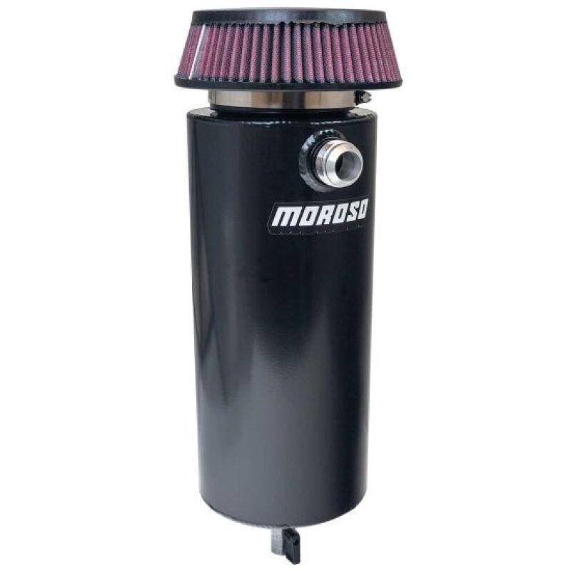 Moroso 6in Diameter Single -16AN Inlet Aluminum Breather Tank Catch Can - Black