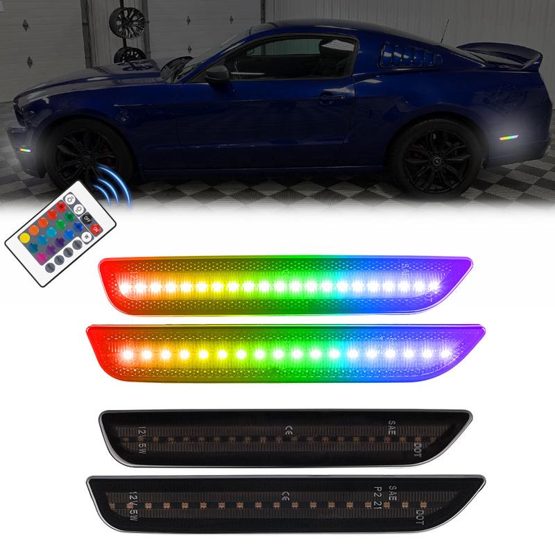2010-2014 Ford Mustang RGB Smoked LED Side Markers