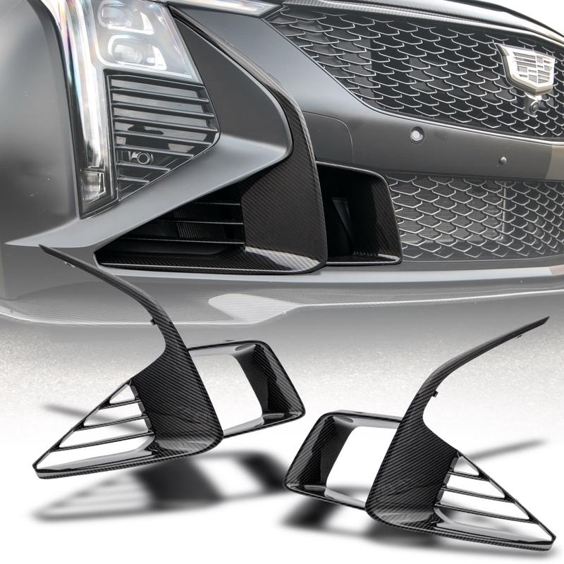 2025-2026 Cadillac CT5-V Blackwing Front Side Outer Grilles Pre Preg Gloss Carbon Fiber Pair