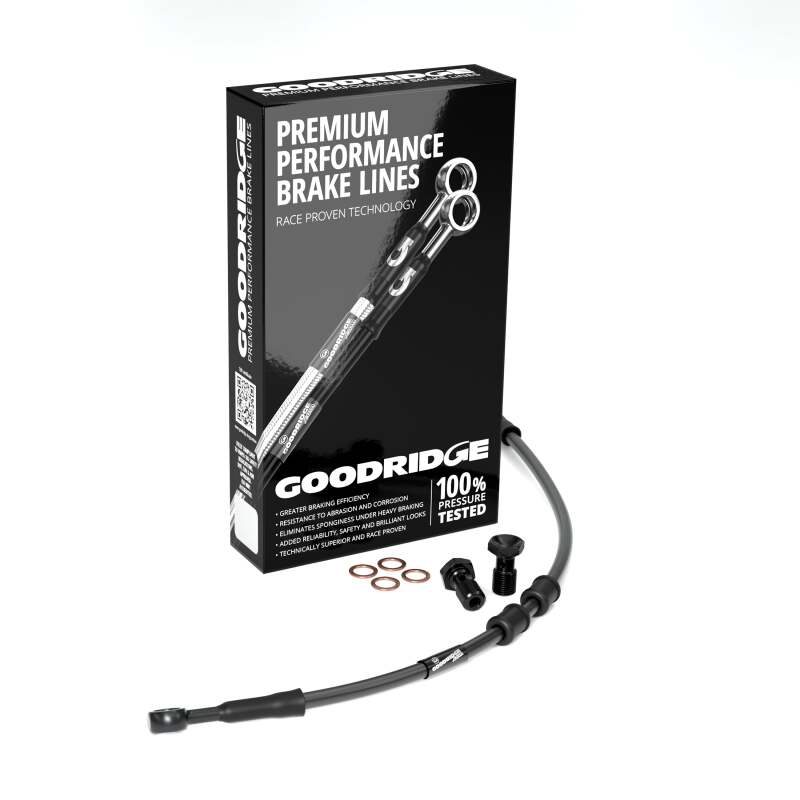 Goodridge 88-03 HD XL883H Hugger +8in Front Brake Line Kit - Black